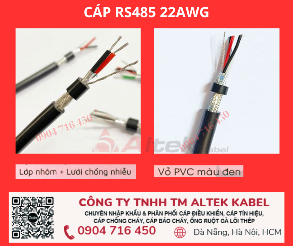 Cáp báo cháy chống cháy Altek Kabel 2 x 1.0 MM2 FR